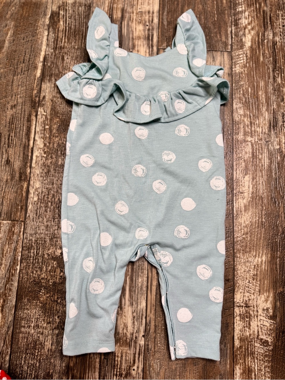 Jessica Simpson Seafoam Green Polka Dot Ruffle Romper